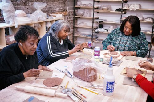 A workshop at The Union for Contemporary Art, featuring the process of making art with clay.
